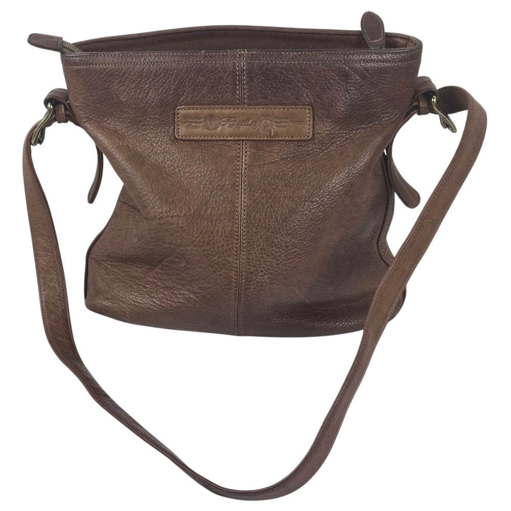 Vtg 90s Y2K FOSSIL 75082‎  Leather Crossbody Handbag Purse Key Charm Mild Patina